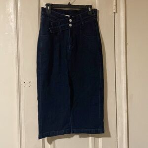 Anthropologie PILCRO Midi Dark Wash Denim Skirt NWT